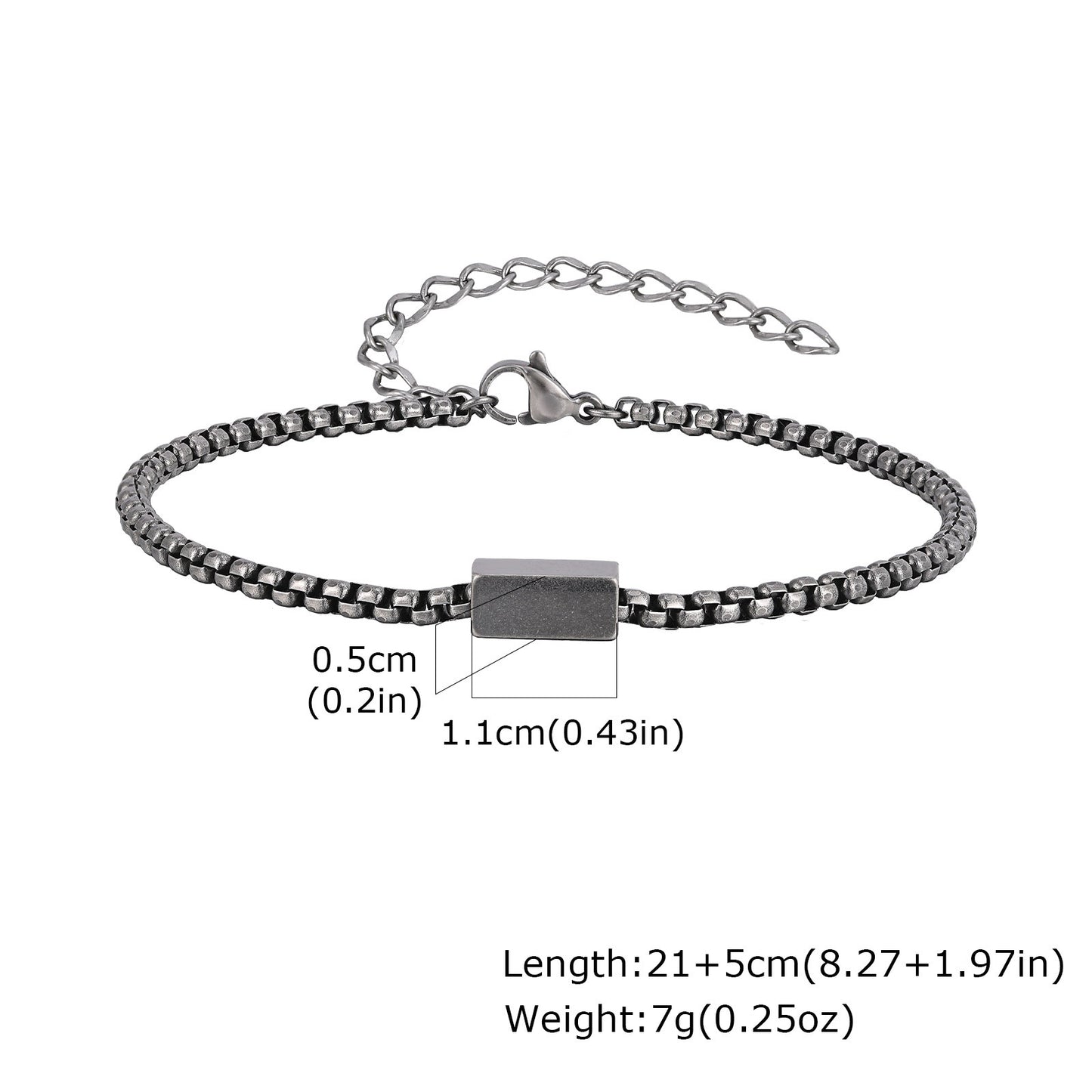 Planderful Stainless Steel Square Chain Bracelet For Men