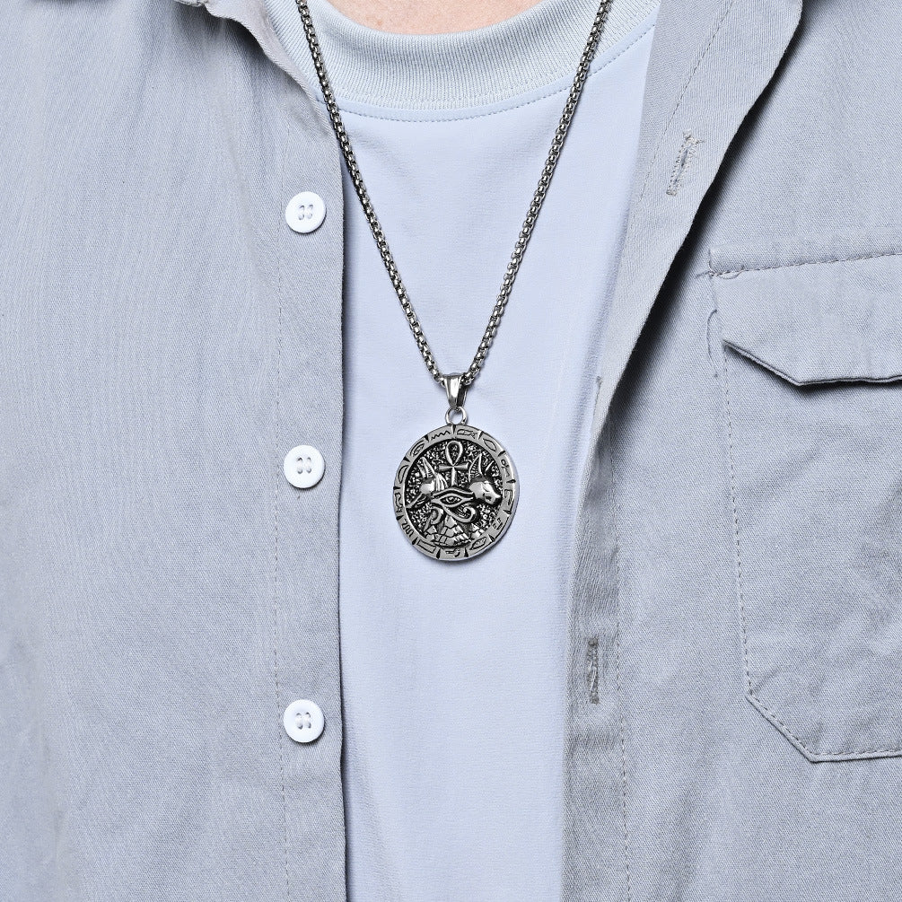 Steel Necklace – Vintage Egyptian Anka Cross Pendant for Men by Planderful in Everyday Genie Collection