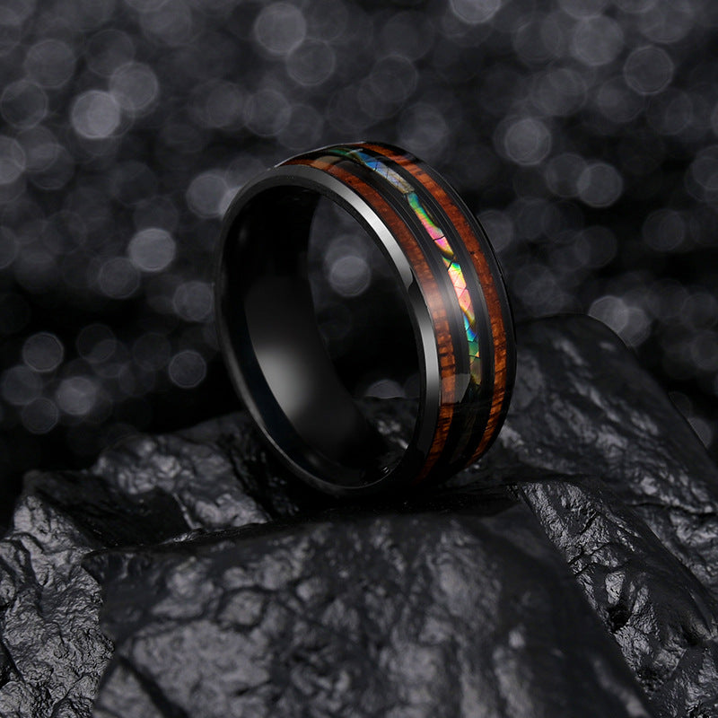 Natural Element Hawaiian Acacia Wood and Titanium Steel Men's Ring