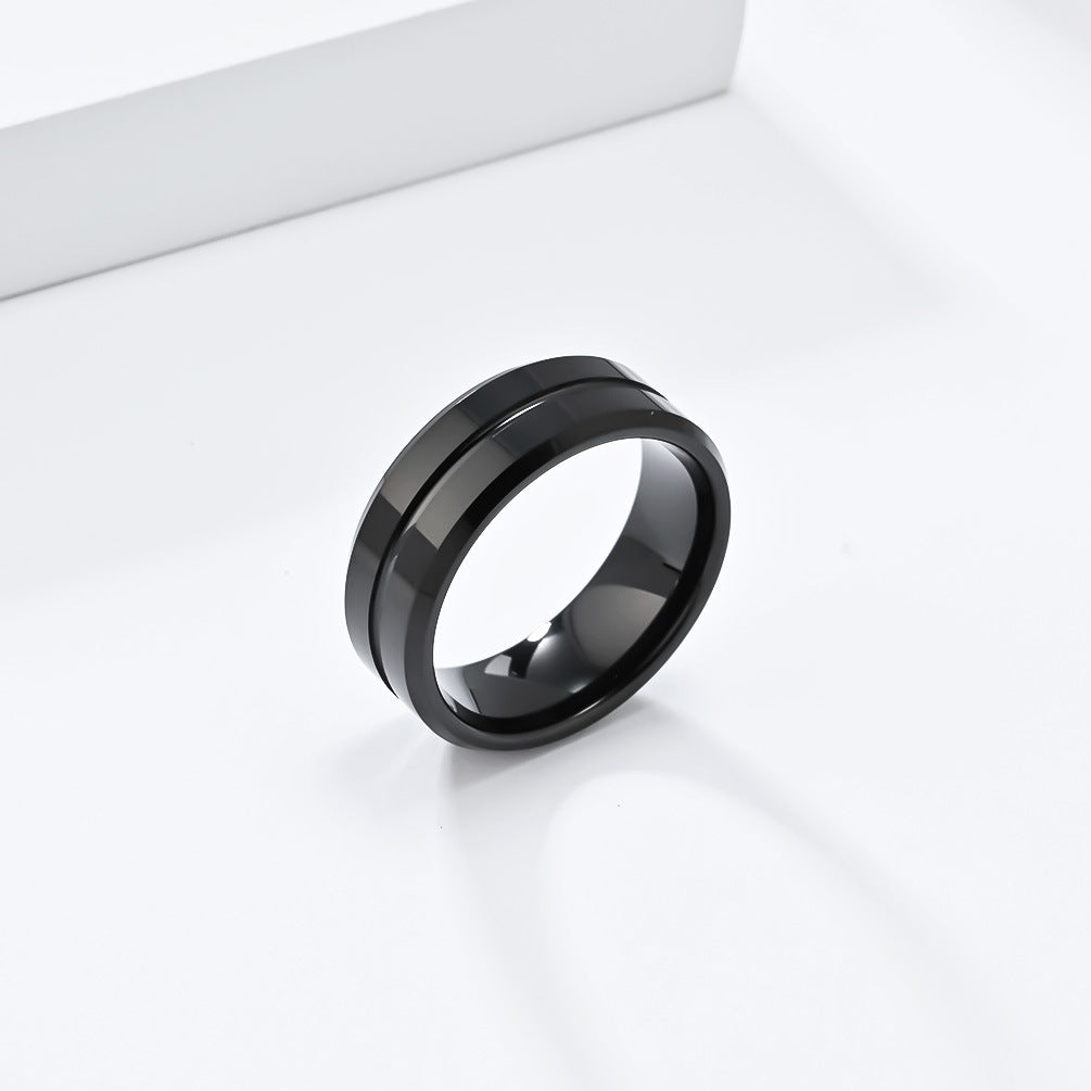 Cross-Border Simple 8mm Tungsten Steel Ring for Men