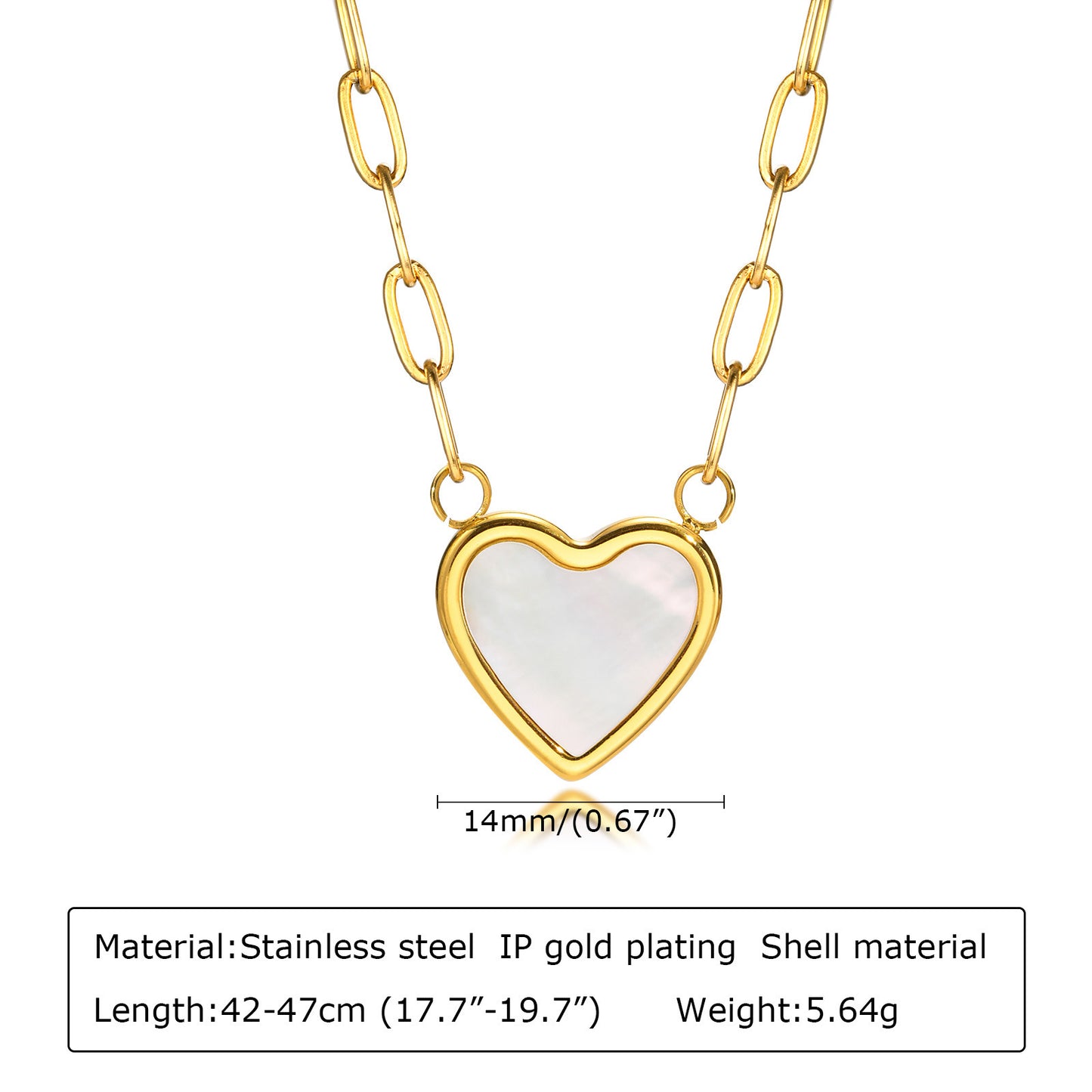 Love Pendant Necklace Stainless Steel Heart Jewelry Gold
