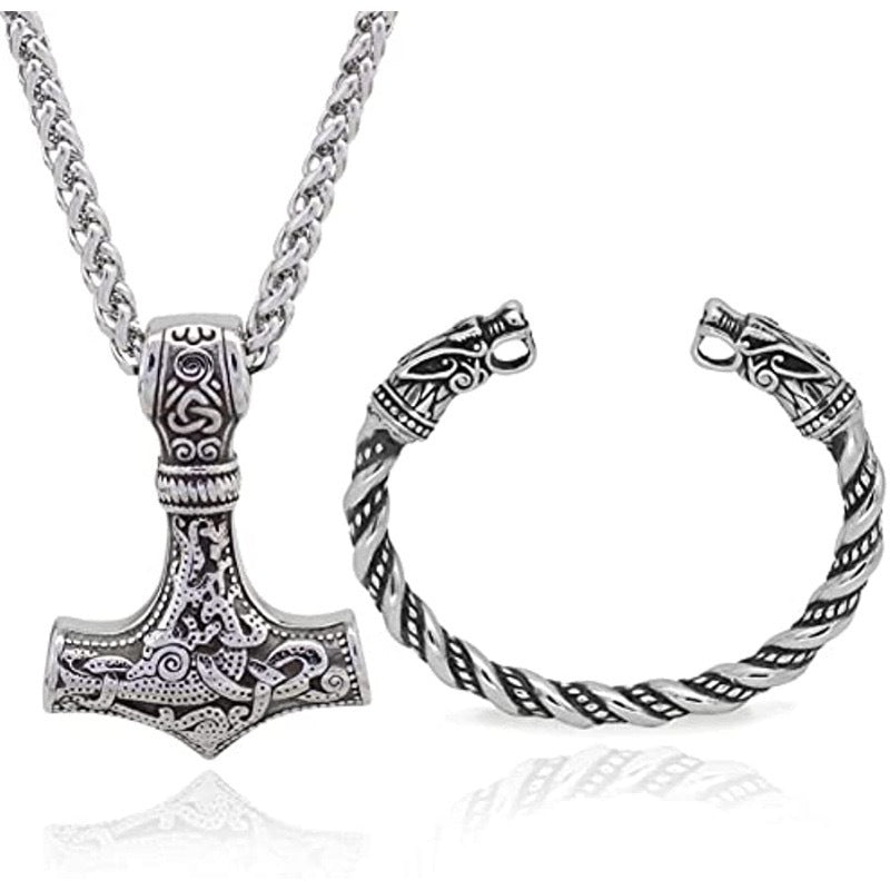 Planderful Viking Rune Hammer Necklace For Men Stainless Steel Pendant Durable Bold