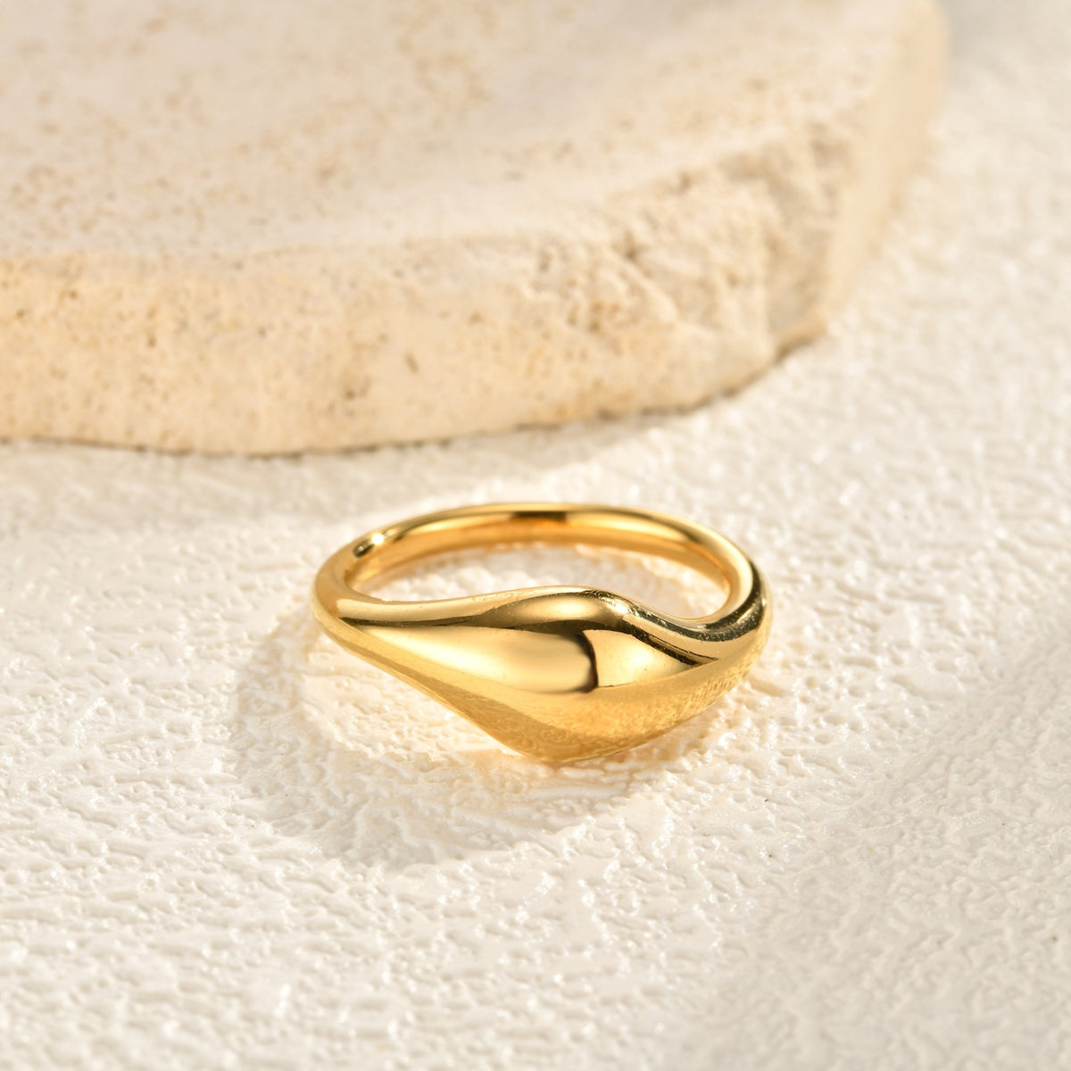 Hot Selling Stainless Steel Minimal Irregular Flow Glossy Stacked Ring