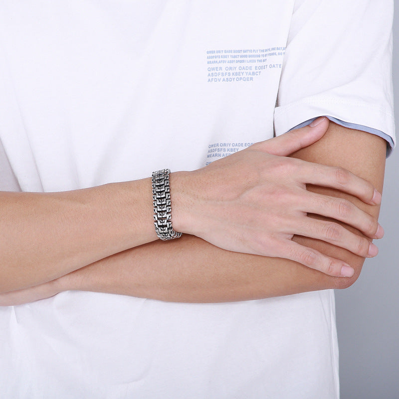 In Europe & The United States – Hip-Hop Flower Men's Titanium Steel Bracelet