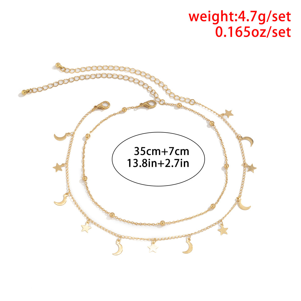 Planderful Vienna Verve Star Moon Fringed Necklace For Women Geometric Bead Collarbone Statement Jewelry