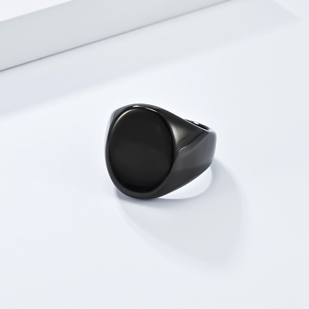 Planderful Tungsten Ring For Men Gold Oval Seal Durable Modern Everyday Fashion For Everyday Style