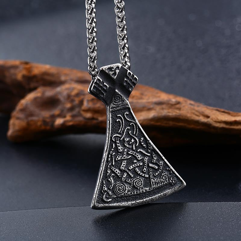 Titanium Steel Viking Axe Pendant - Retro Punk Men's Jewelry