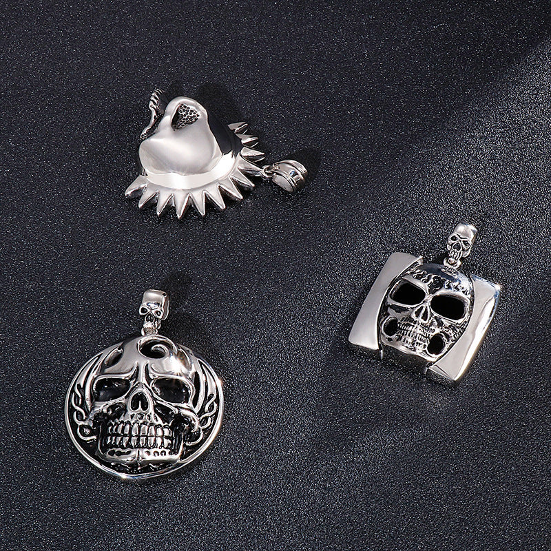 Ghostly Skull Hip-Hop Pendant in Titanium Steel for Men - Retro European and American Style
