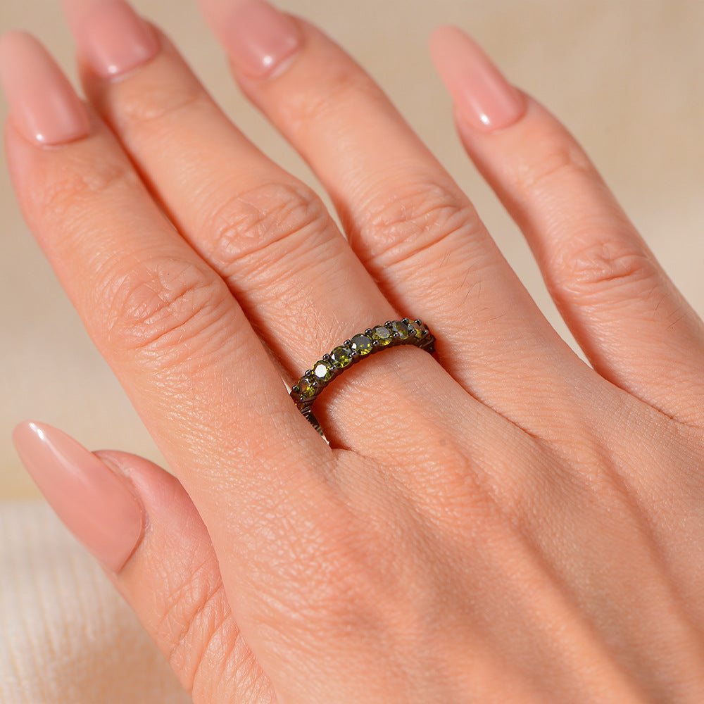 S925 Sterling Silver Full Of Zircon Color Zircon Ring