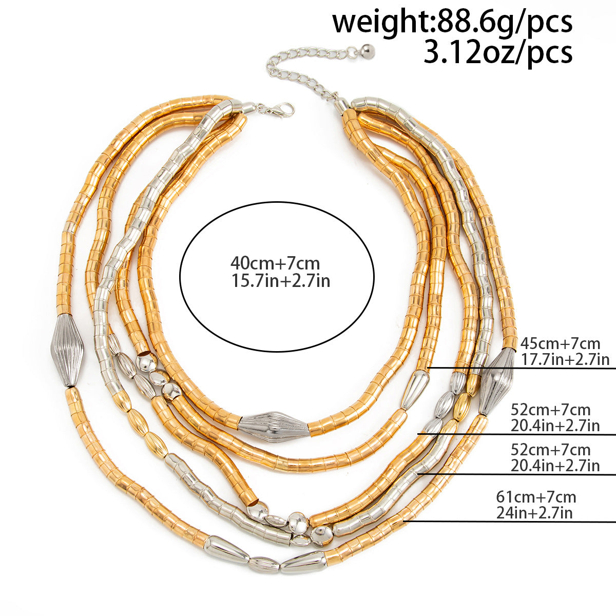 Multi-Layer Bamboo Joint Contrasting Color Splicing Necklace Spice Girl Style Collarbone Chain