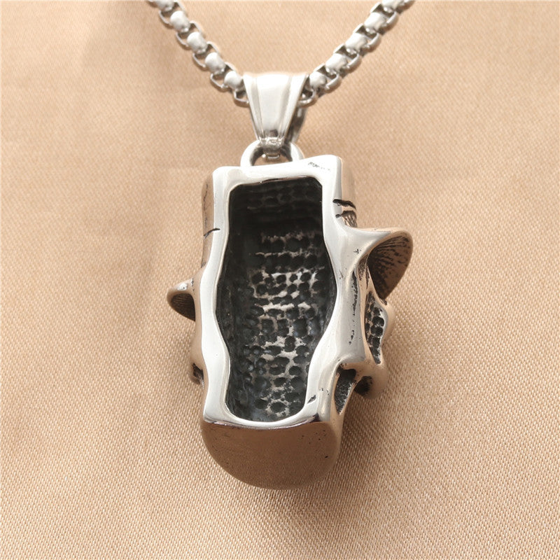Personalized Titanium Steel Skull Pendant Necklace for Men - Retro Punk Design