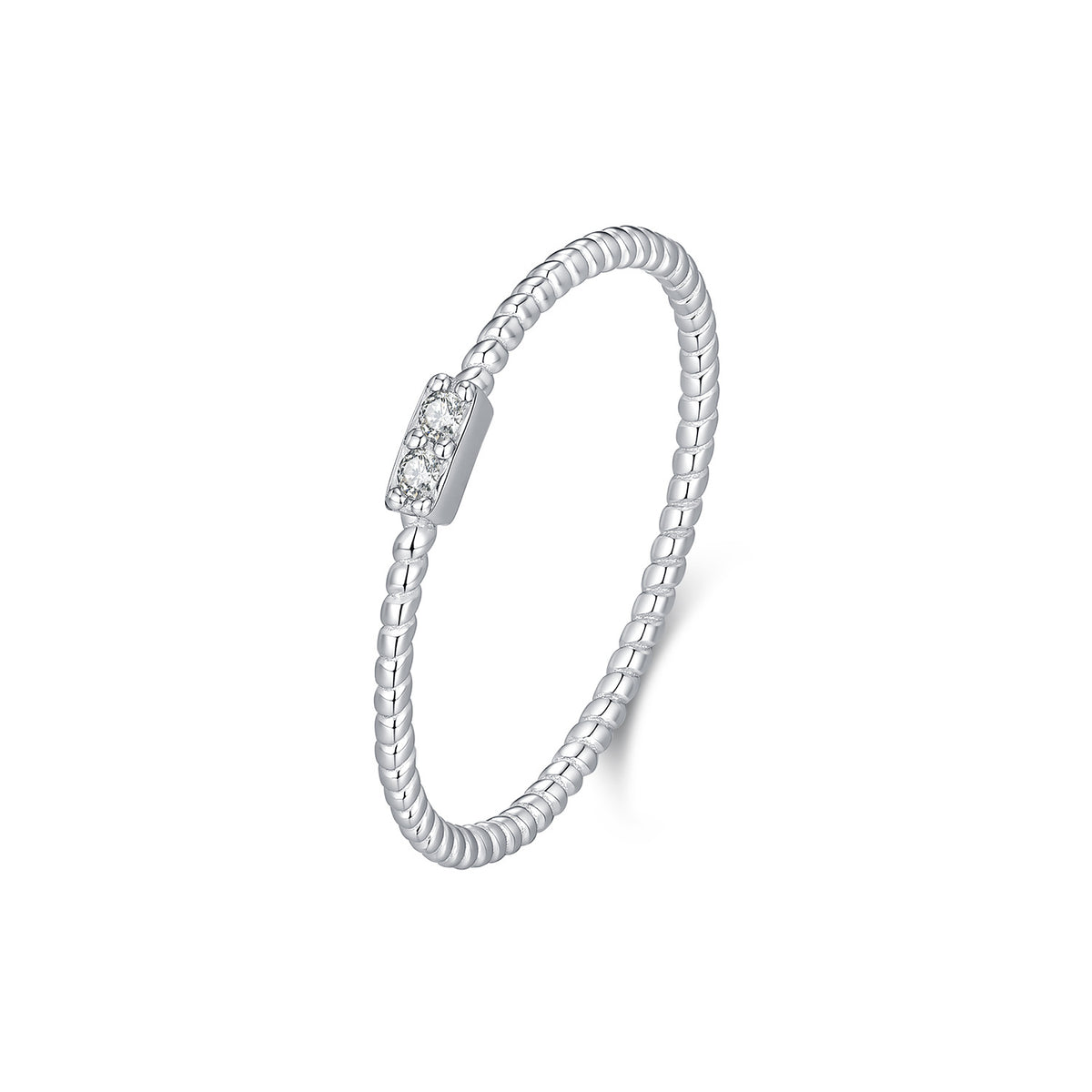 S925 Sterling Silver Geometric Twist Moissanite Band