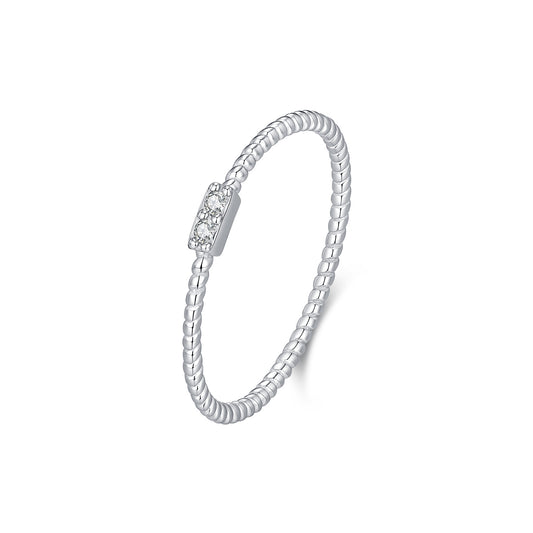 S925 Sterling Silver Geometric Twist Moissanite Band