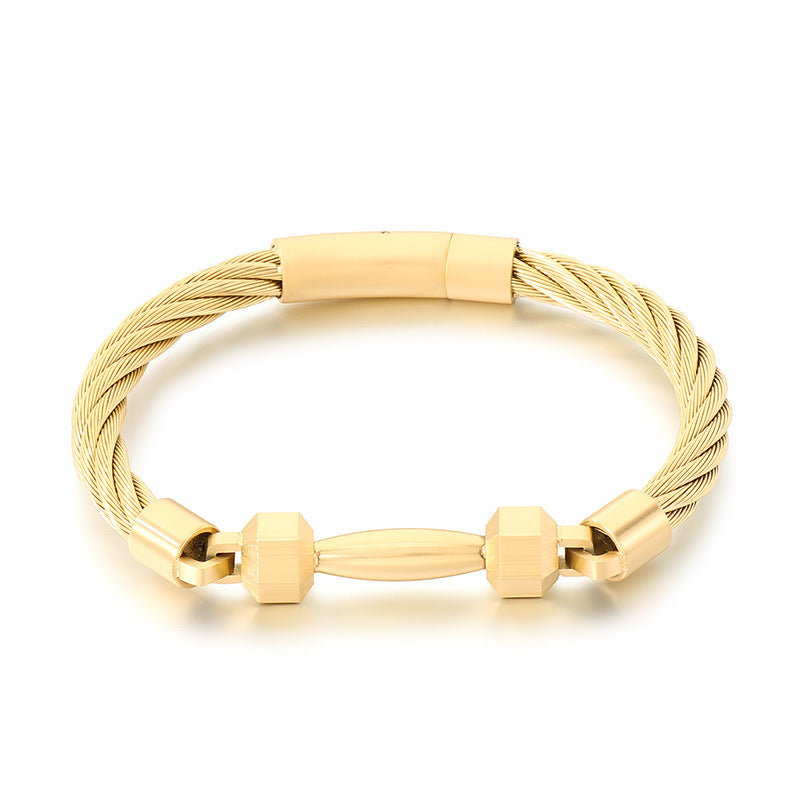 Sports Wind Barbell Cable Bracelet – Vacuum Electroplated Steel