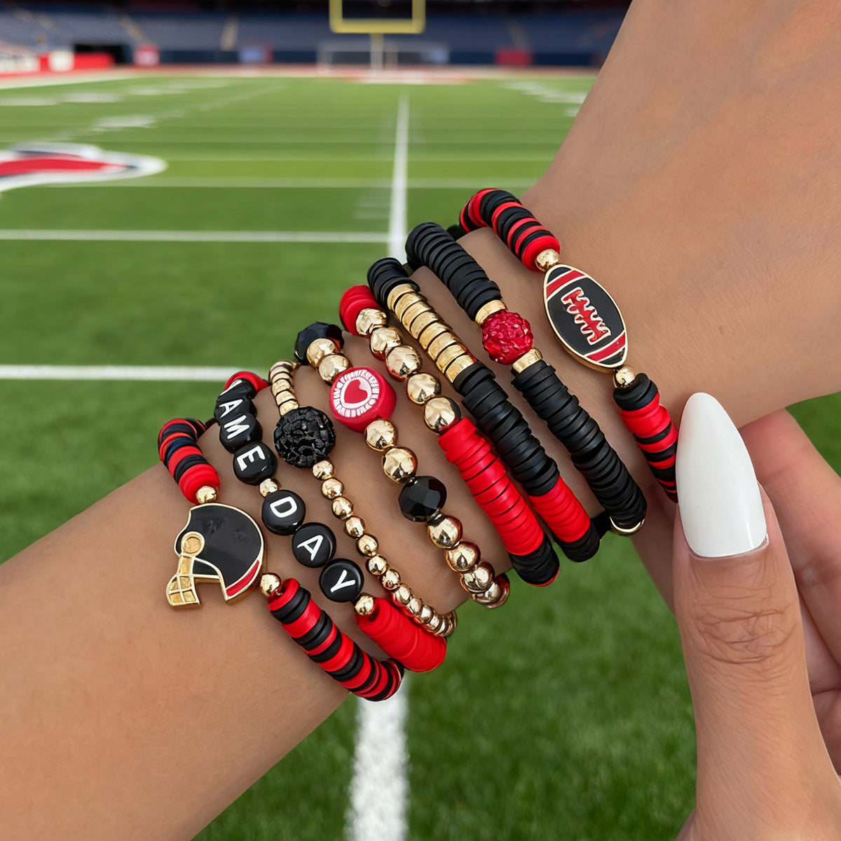 Planderful Football Bracelet Set Vienna Verve Game Day Jewelry For Women Bold Colorful Drip Statement