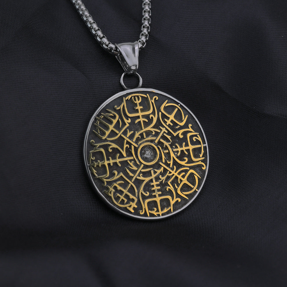 Planderful Norse Legacy Viking Compass Pendant For Men In Durable Stainless Steel Titanium Retro Necklace
