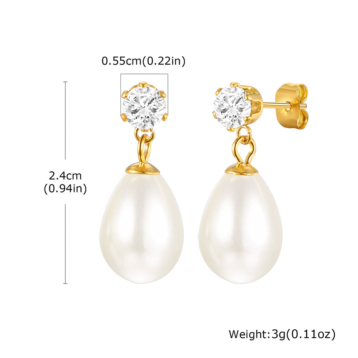 Stainless Steel Zircon Pearl Floral Earrings