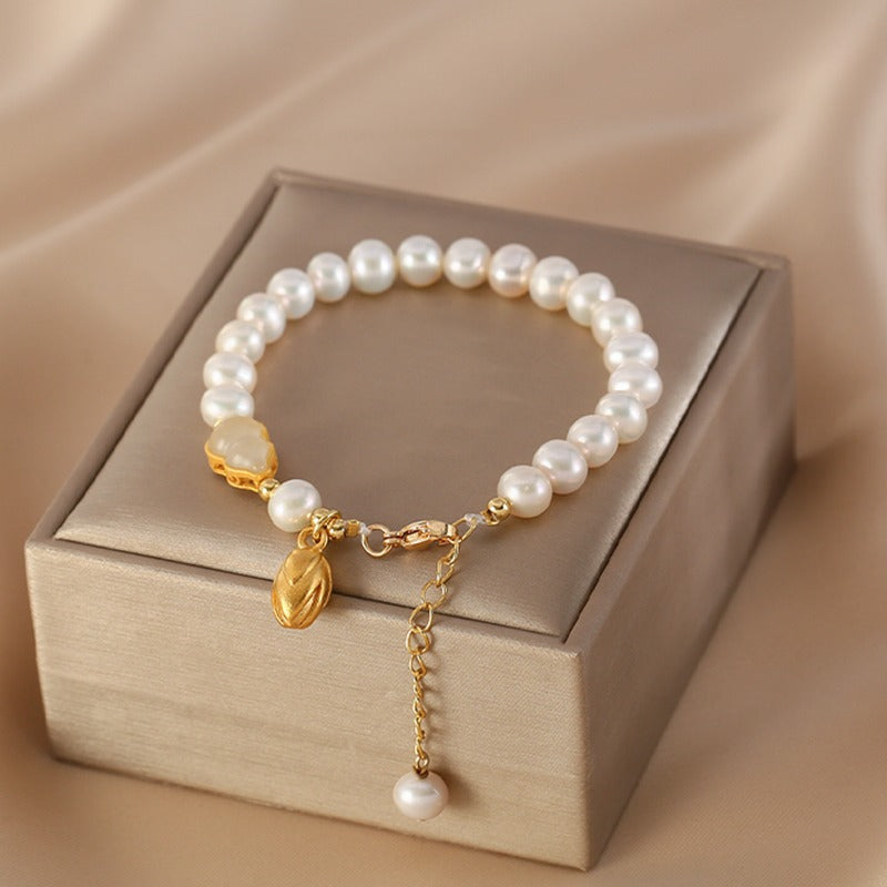 Freshwater Pearl Gourd Charm Bracelet