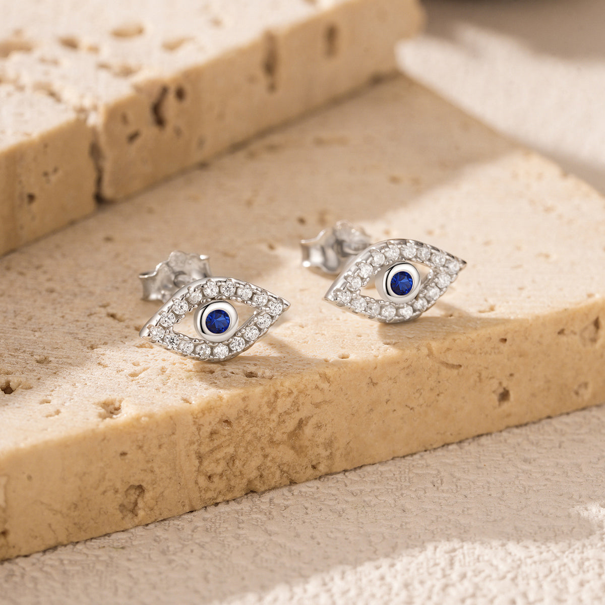 925 Sterling Silver Eye Pavé Zircon Stud Earrings