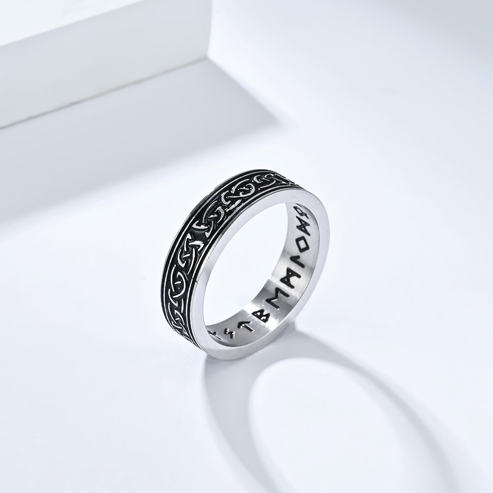 Stainless Steel Viking Celtic Knot Ring With Personalized Letter Engraving For Men By Planderful