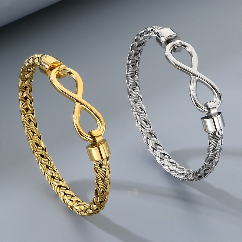 Stainless Steel Infinite Symbol Bracelet – Infinite Love Woven Titanium Steel Advanced