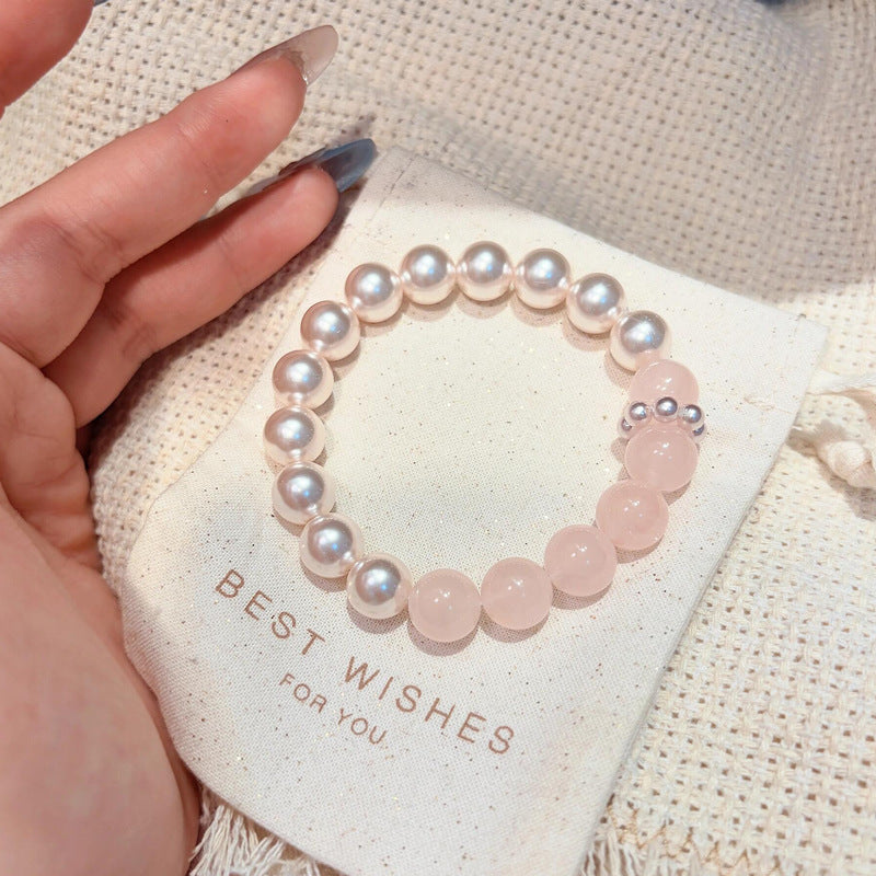 Rose Quartz Pearl Crystal Bracelet