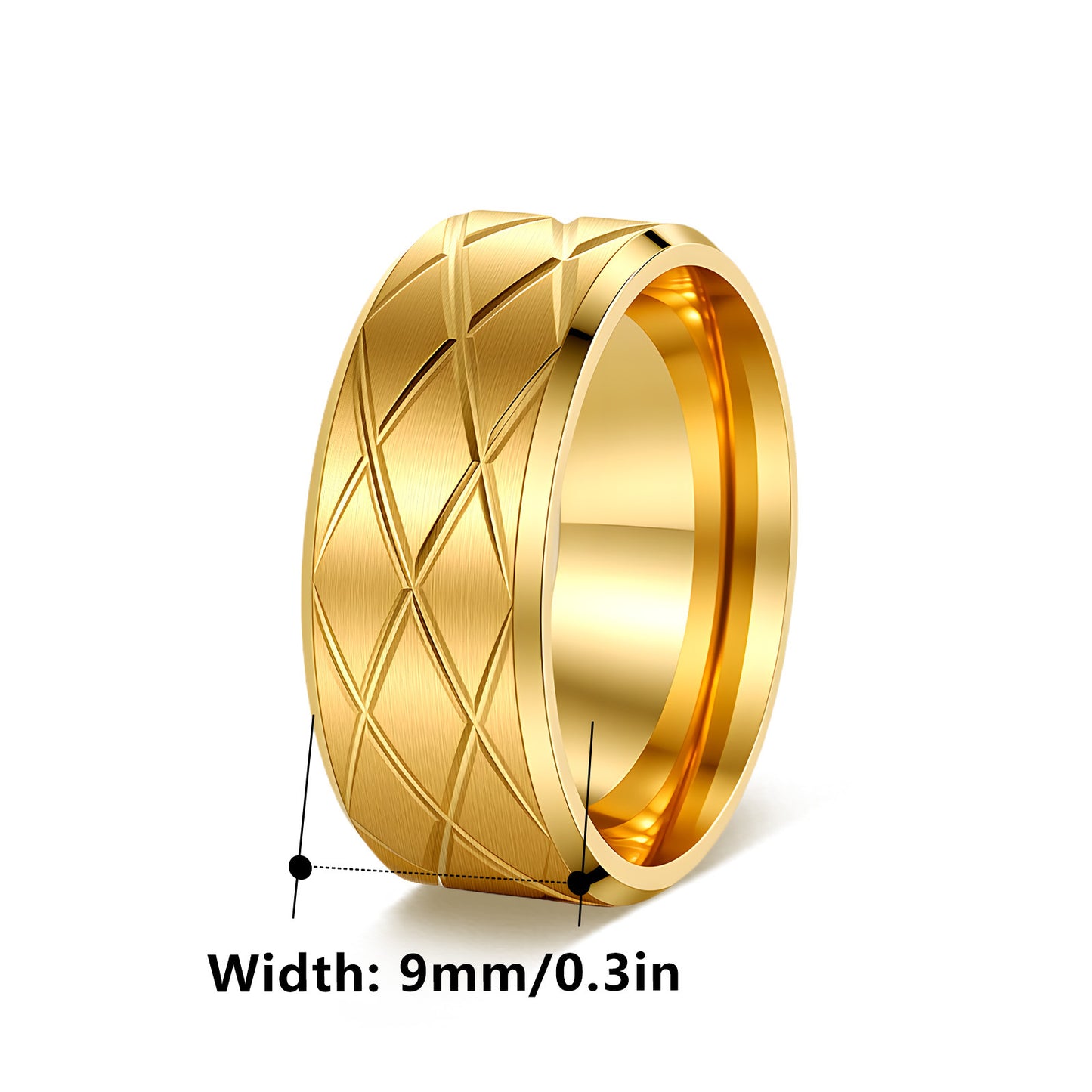 Planderful Rhombus Couple Stainless Steel Ring Engraved With Protection Statement Unisex Gift