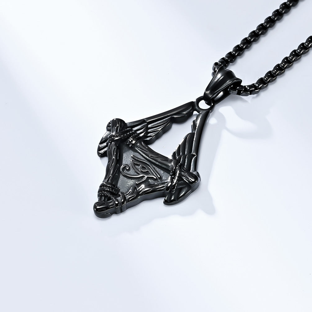 Vintage Egyptian Eye of Horus Wings Necklace for Men