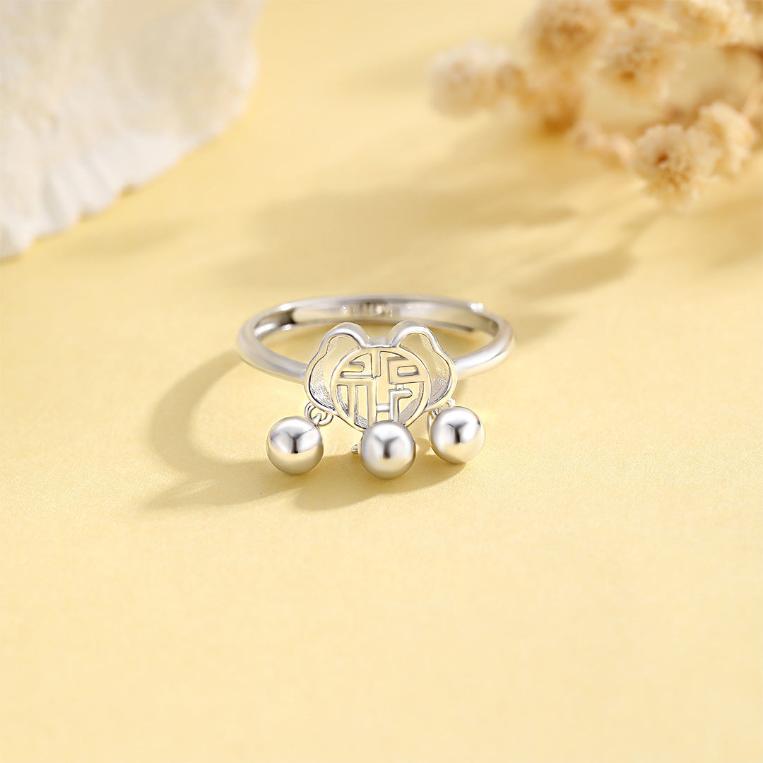 Planderful S925 Sterling Silver Blessing Ring Ruyi Lock Opening For Women Adjustable Luxurious Auspicious Jewelry
