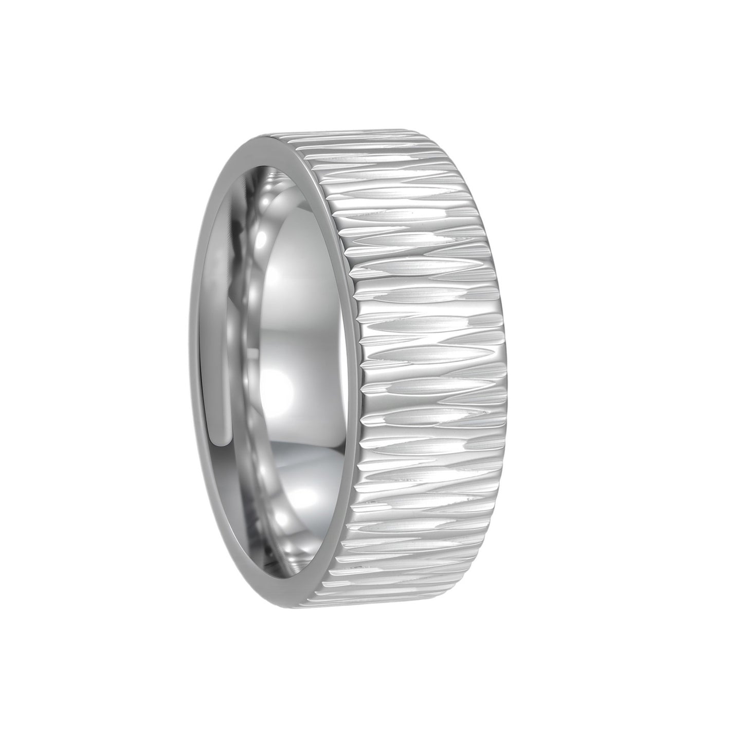 Planderful 8mm Pattern Stainless Steel Ring For Men