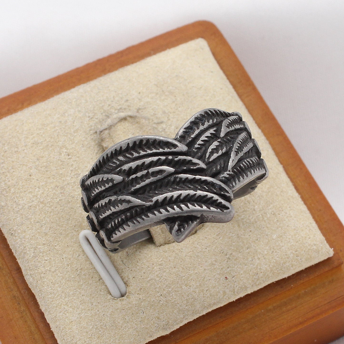 Planderful Jewelry Titanium Steel Angel Wing Ring For Men Vintage Feather Design