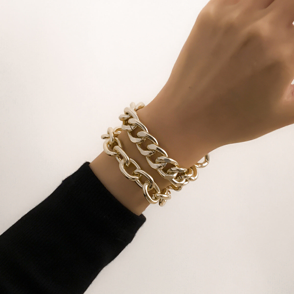 Planderful Vienna Verve Heavy Punk Metal Chain Bracelet For Women Exaggerated Hollow Retro Statement Jewelry