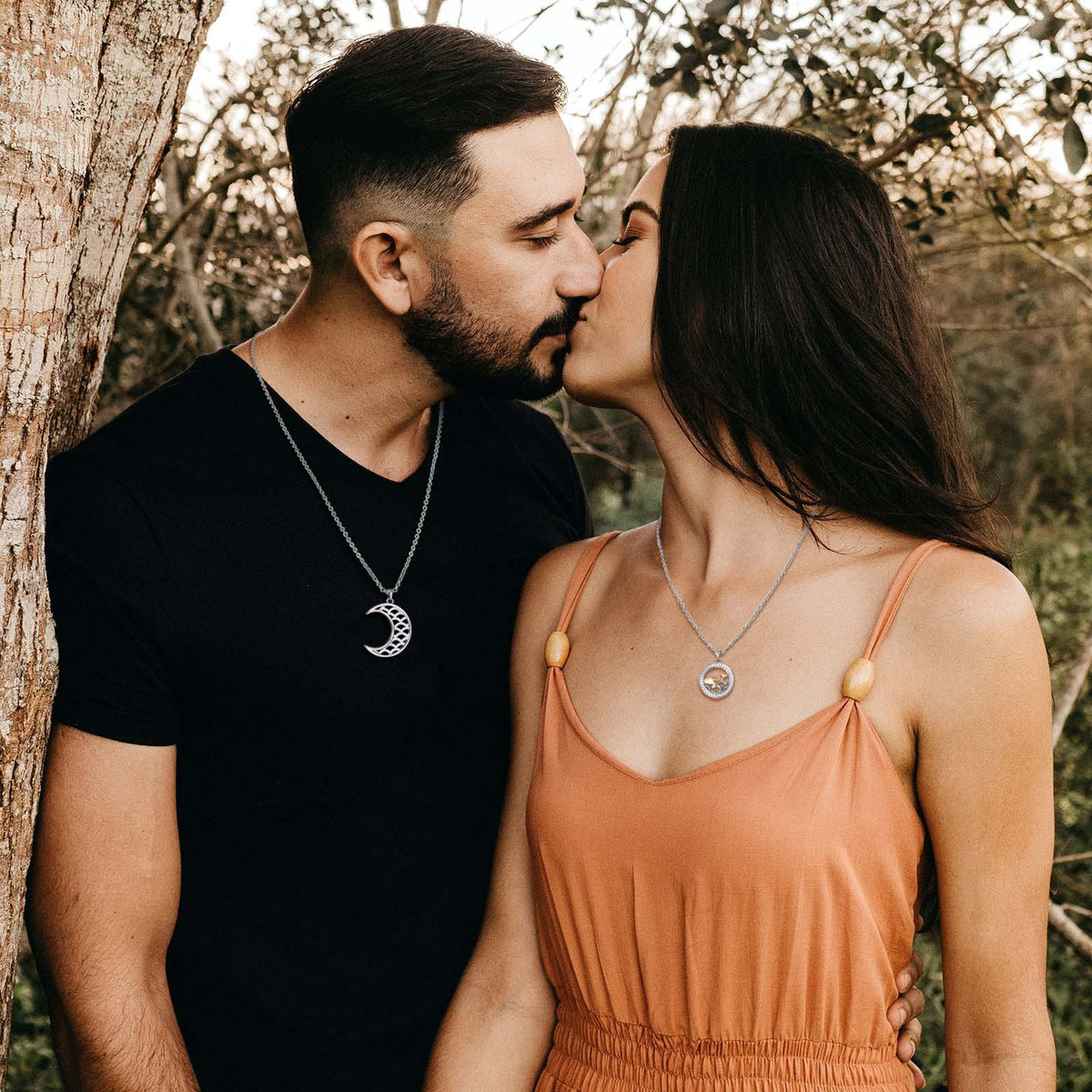 Heart Sun & Moon Zircon Copper Pendant Unisex