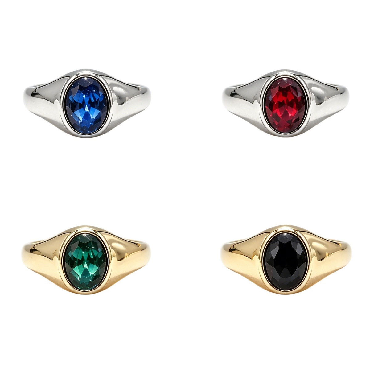 Multi-Color Gemstone Titanium Steel Ring