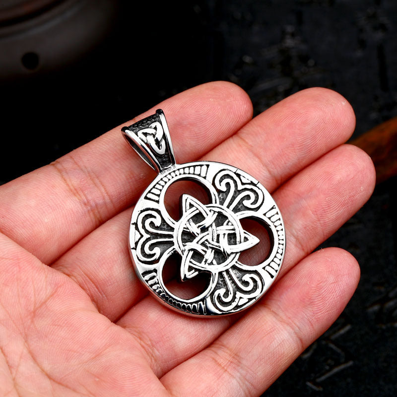 Nordic Viking-Inspired Stainless Steel Pendant with Celtic Knot Design for Men