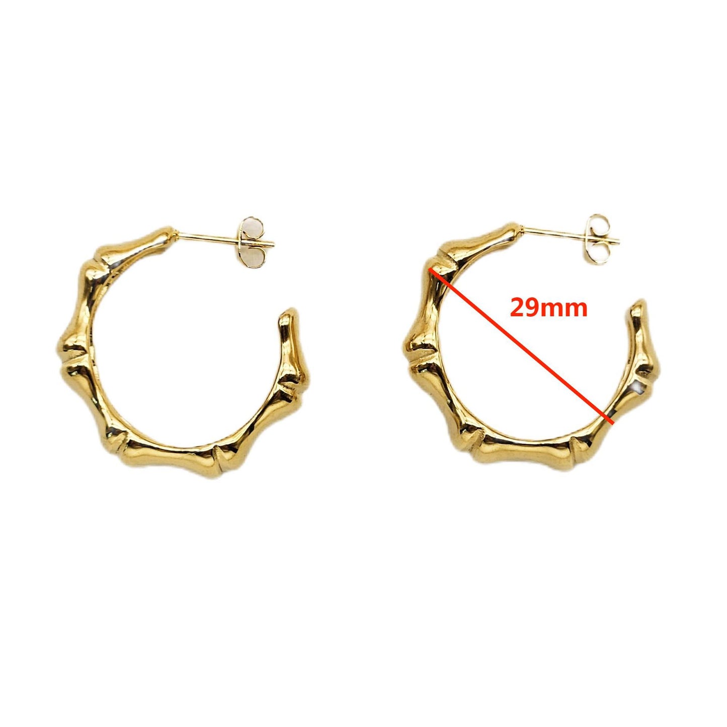 Planderful Gold Plated Bamboo C Shaped Stainless Steel Earrings For Trendy Women European American Style Statement