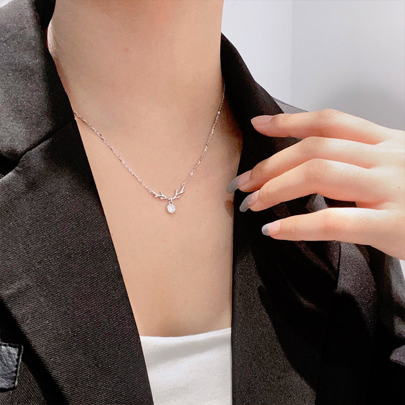 Christmas New Yilu Necklace S925 Silver Antler Collarbone Chain