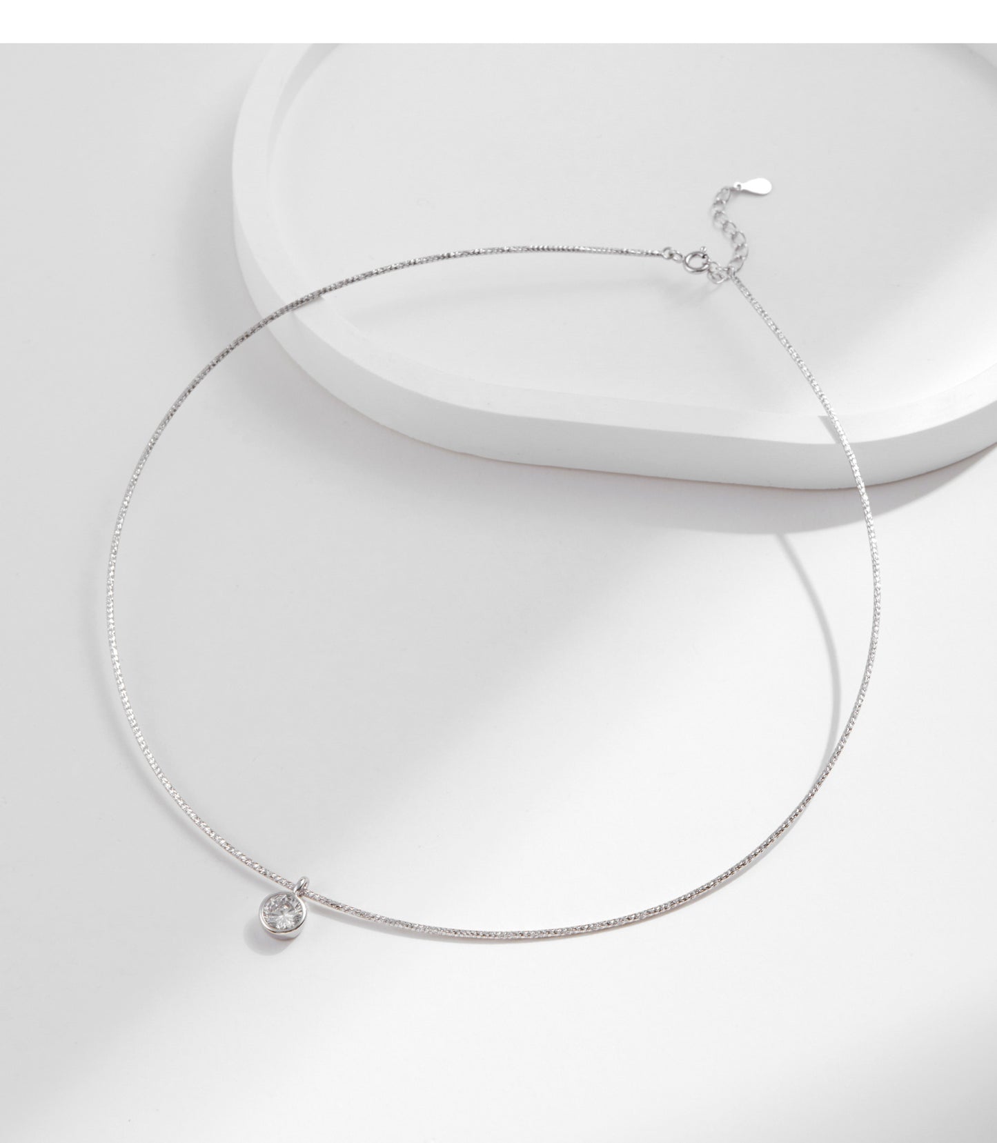 Planderful Collection S925 Silver Casual Elegant Business Bubble Single Zircon Necklace – Versatile Choker for Women