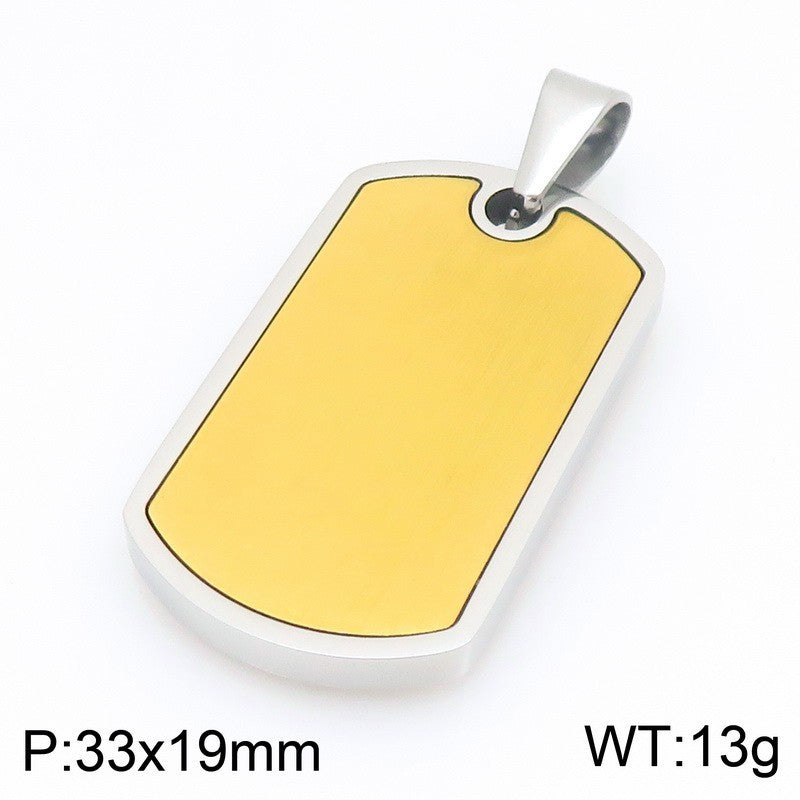 Stainless Steel Men's Army Brand Pendant, Vacuum Electroplating Sand Surface Dog Brand Titanium Necklace
