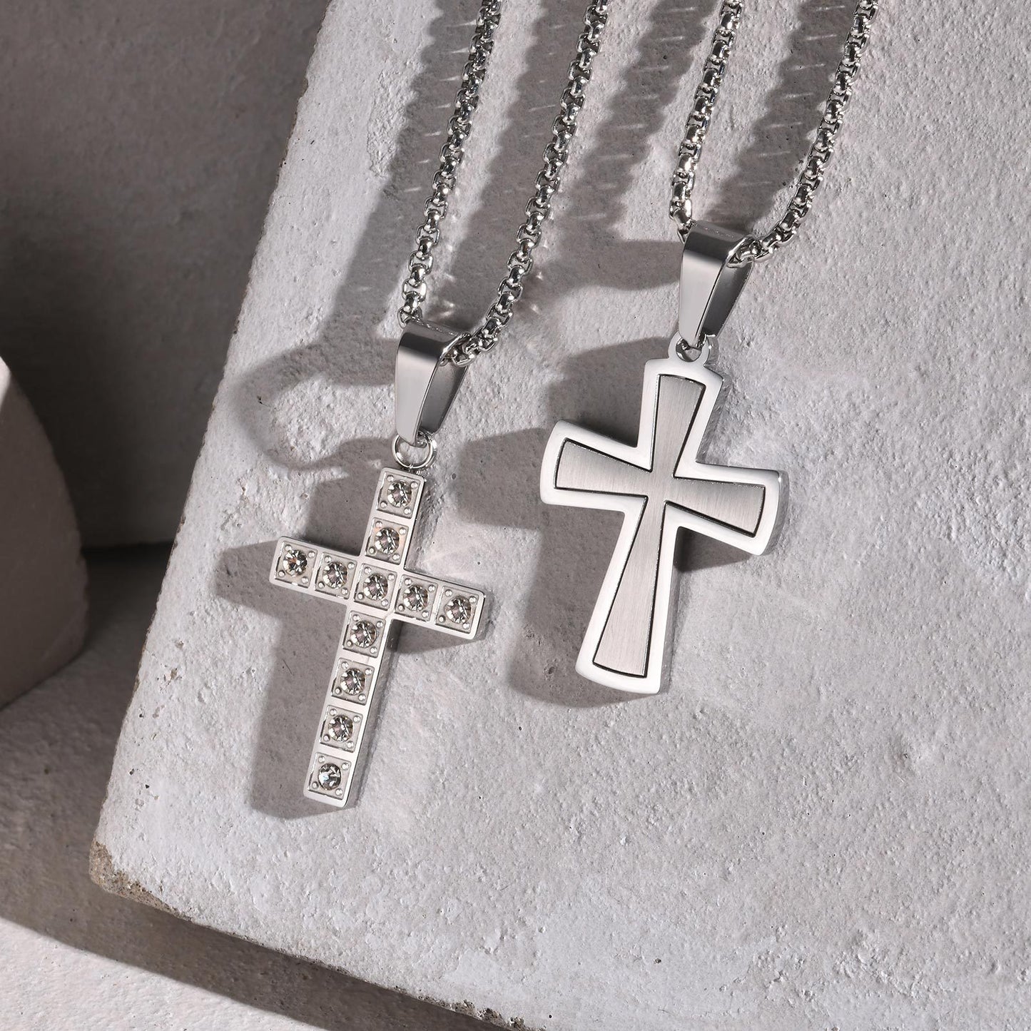 Planderful Mens Cross Pendant Necklace Durable Steel