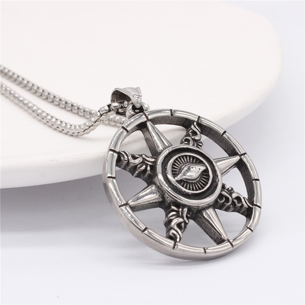 Planderful Titanium Steel Eye Pendant Unisex Durable Retro Protection Symbol Jewelry For Men And Women