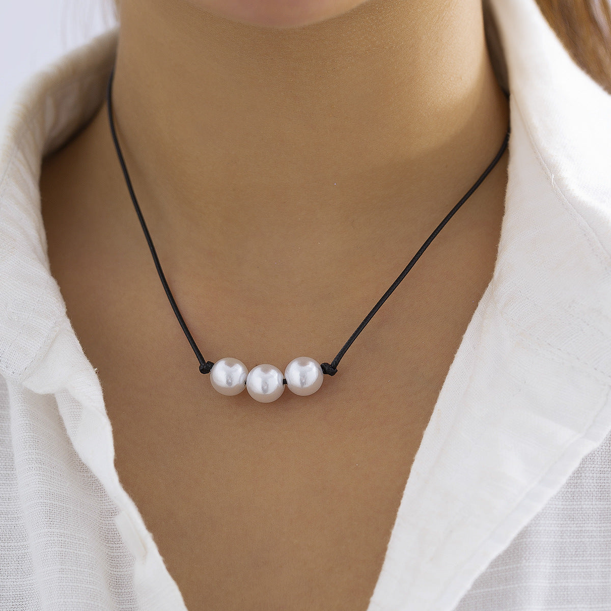 Planderful Pearl Pendant Necklace For Women Imitation Beaded Wax Thread Collarbone Jewelry Elegant Vienna Verve