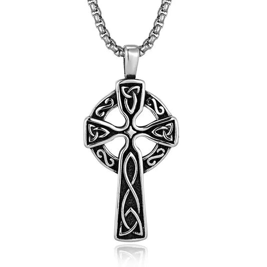 1. Planderful Nordic Vintage Stainless Steel Viking Celtic Knot Cross Pendant Necklace For Men Gift