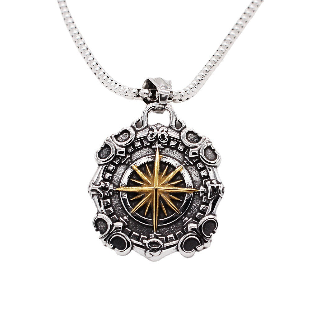Personalized Retro Compass Pendant For Men Unisex Titanium Steel Necklace By Planderful Everyday Genie