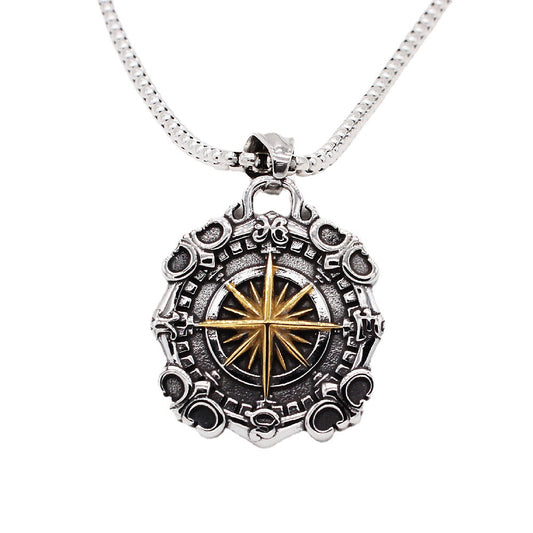 Personalized Retro Compass Pendant For Men Unisex Titanium Steel Necklace By Planderful Everyday Genie