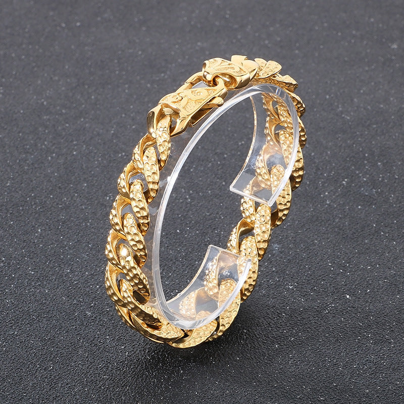 Planderful Mens Stainless Steel Cuban Chain Bracelet Beating