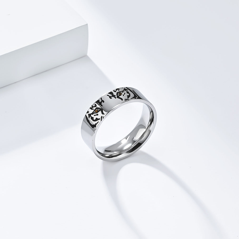 Planderful Everyday Genie Steel Ring Unisex Minimalist Stick Figure Animal Design Sizes To 12