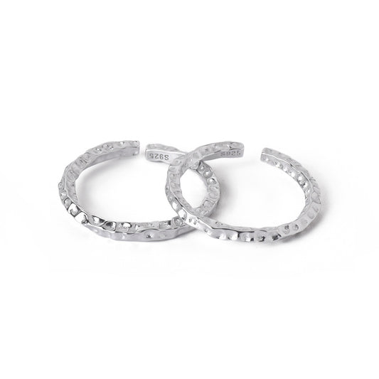 Irregular Bump Texture Mobius Opening Sterling Silver Couple Rings