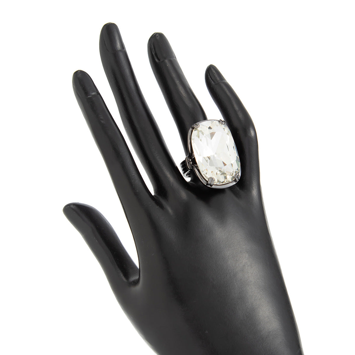 Planderful Square Zircon Ring With Exaggerated Four Leaf Inlay Bold Statement Jewelry For Fashion Forward Women