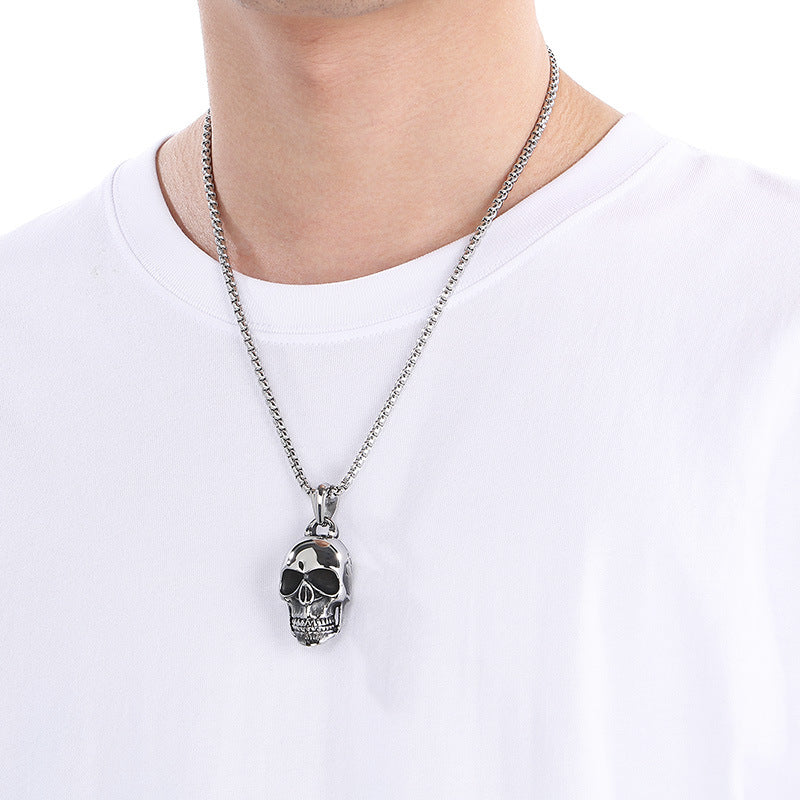 Planderful Ghost Head Pendant for Men Stainless Steel